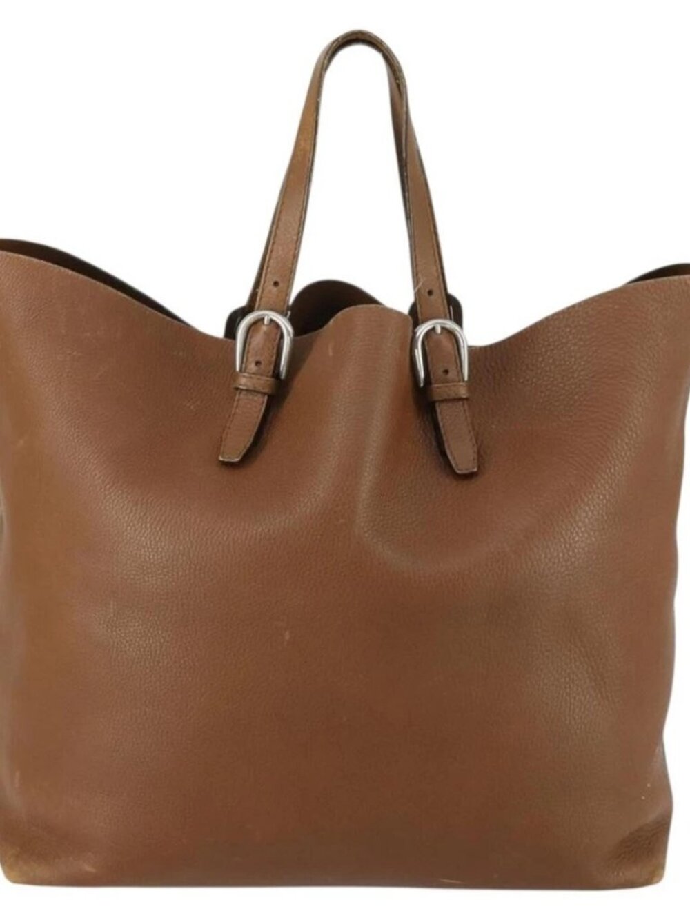 GUCCI Tote Bag Leather Brown Silver Auth - Picture 2 of 16